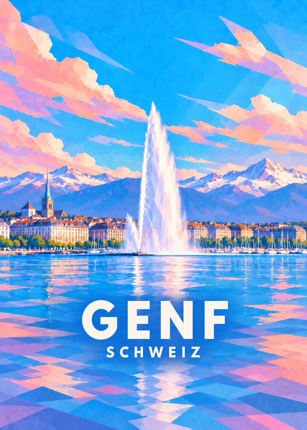 Genf – Schweiz – geometrische Illustration