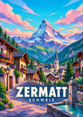 Zermatt – Schweiz – geometrische Illustration