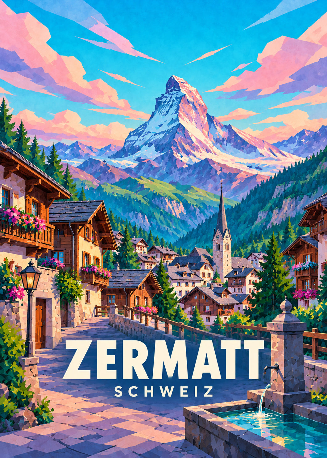 Zermatt – Schweiz – geometrische Illustration