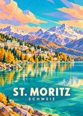 St. Moritz – Schweiz – geometrische Illustration