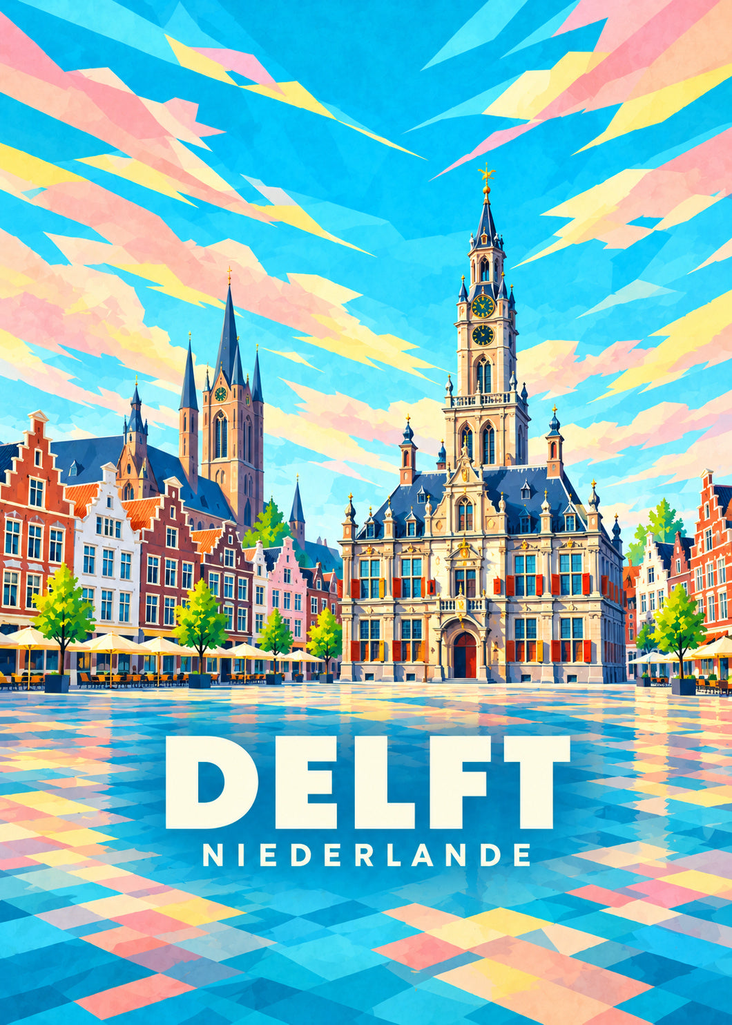 Delft – Niederlande – geometrische Illustration