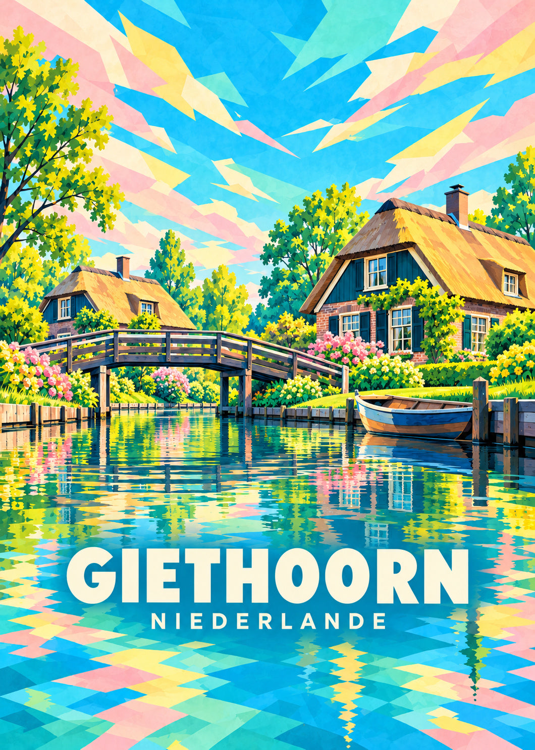 Giethoorn – Niederlande – geometrische Illustration