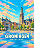 Groningen – Niederlande – geometrische Illustration