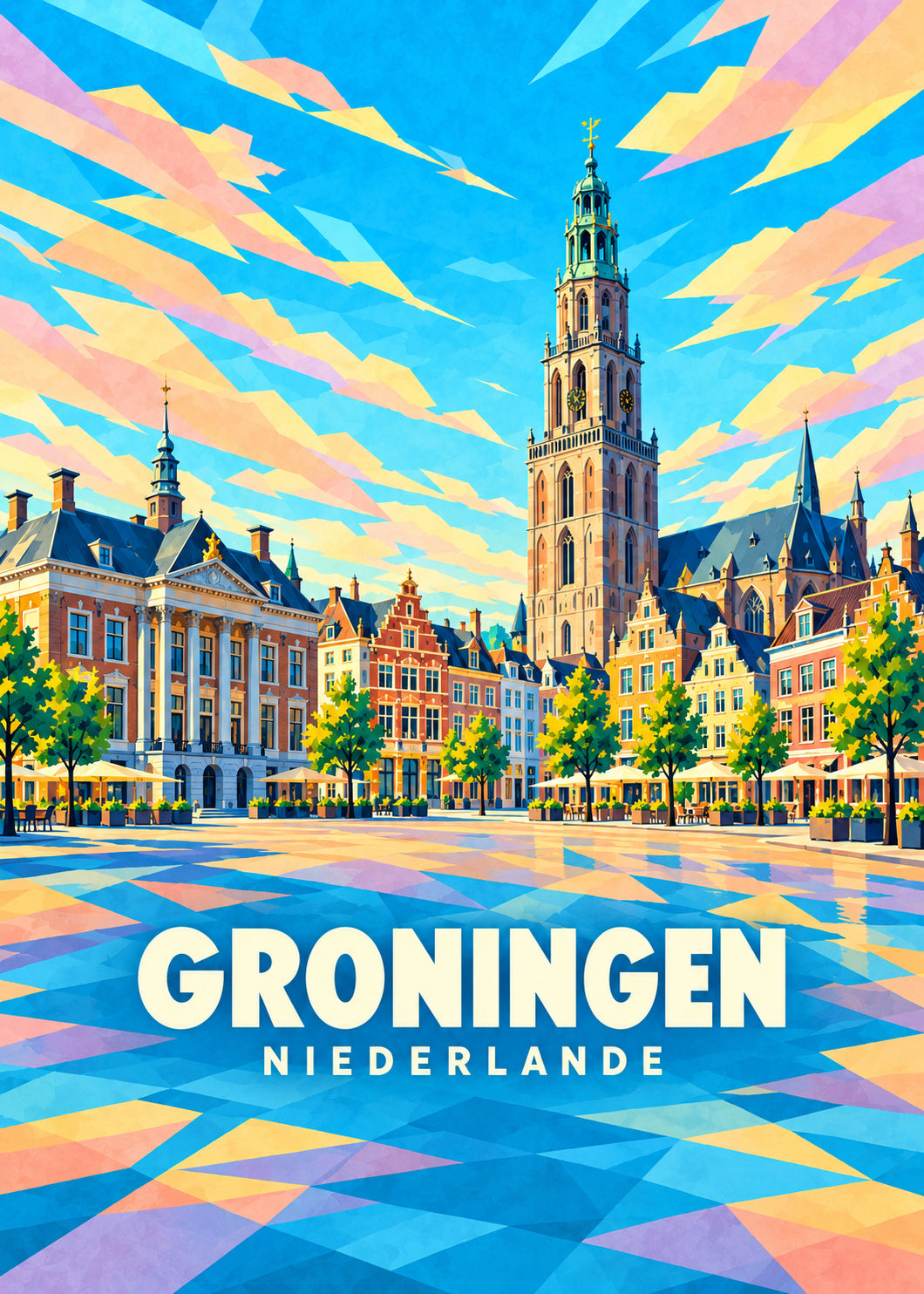 Groningen – Niederlande – geometrische Illustration