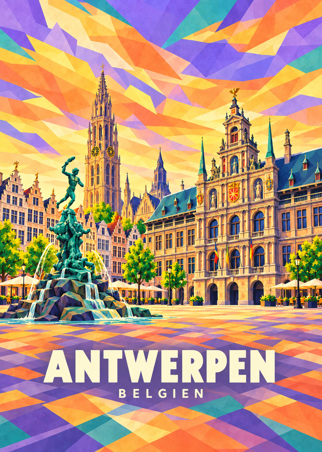 Antwerpen – Belgien – geometrische Illustration