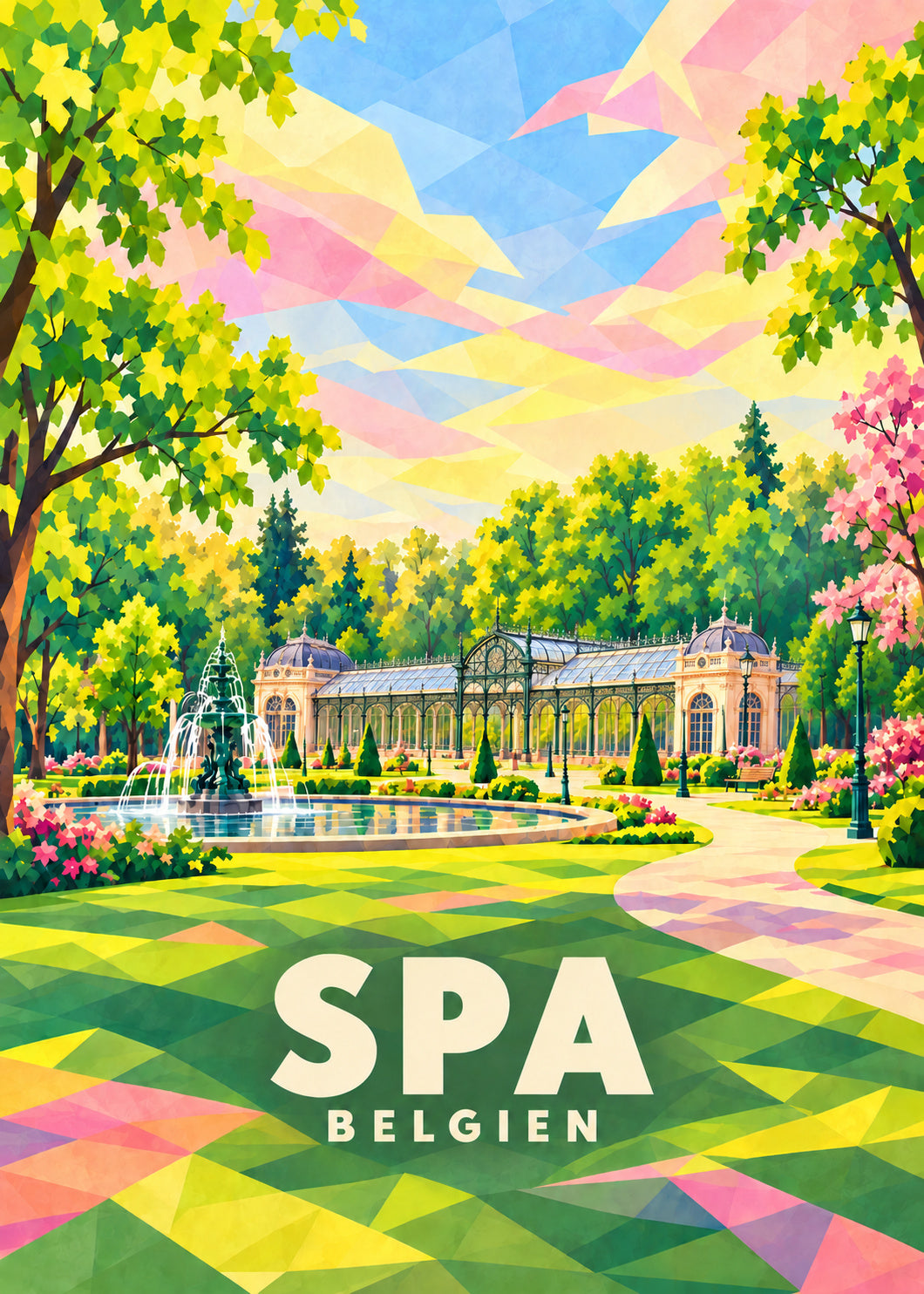 Spa – Belgien – geometrische Illustration