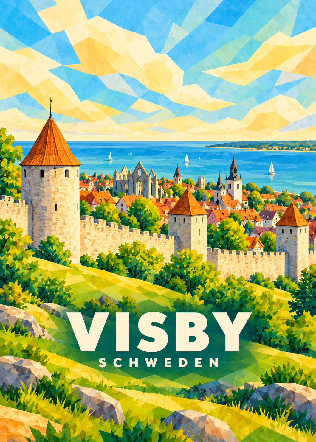 Visby – Schweden – geometrische Illustration
