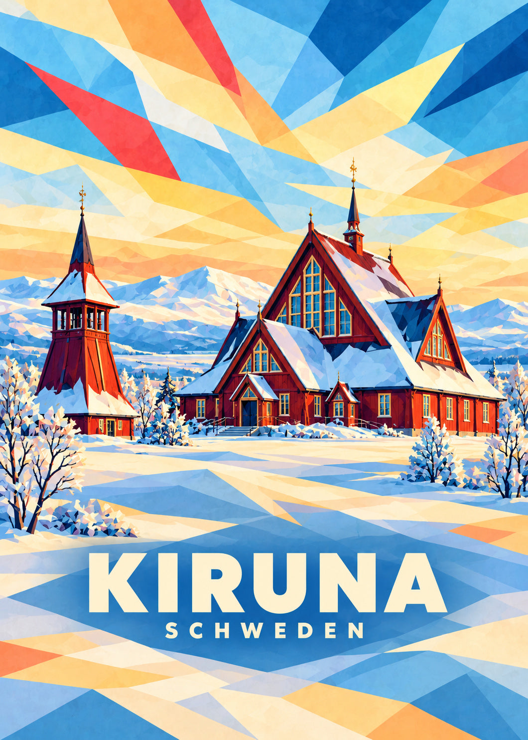 Kiruna – Schweden – geometrische Illustration