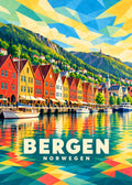 Bergen – Norwegen – geometrische Illustration