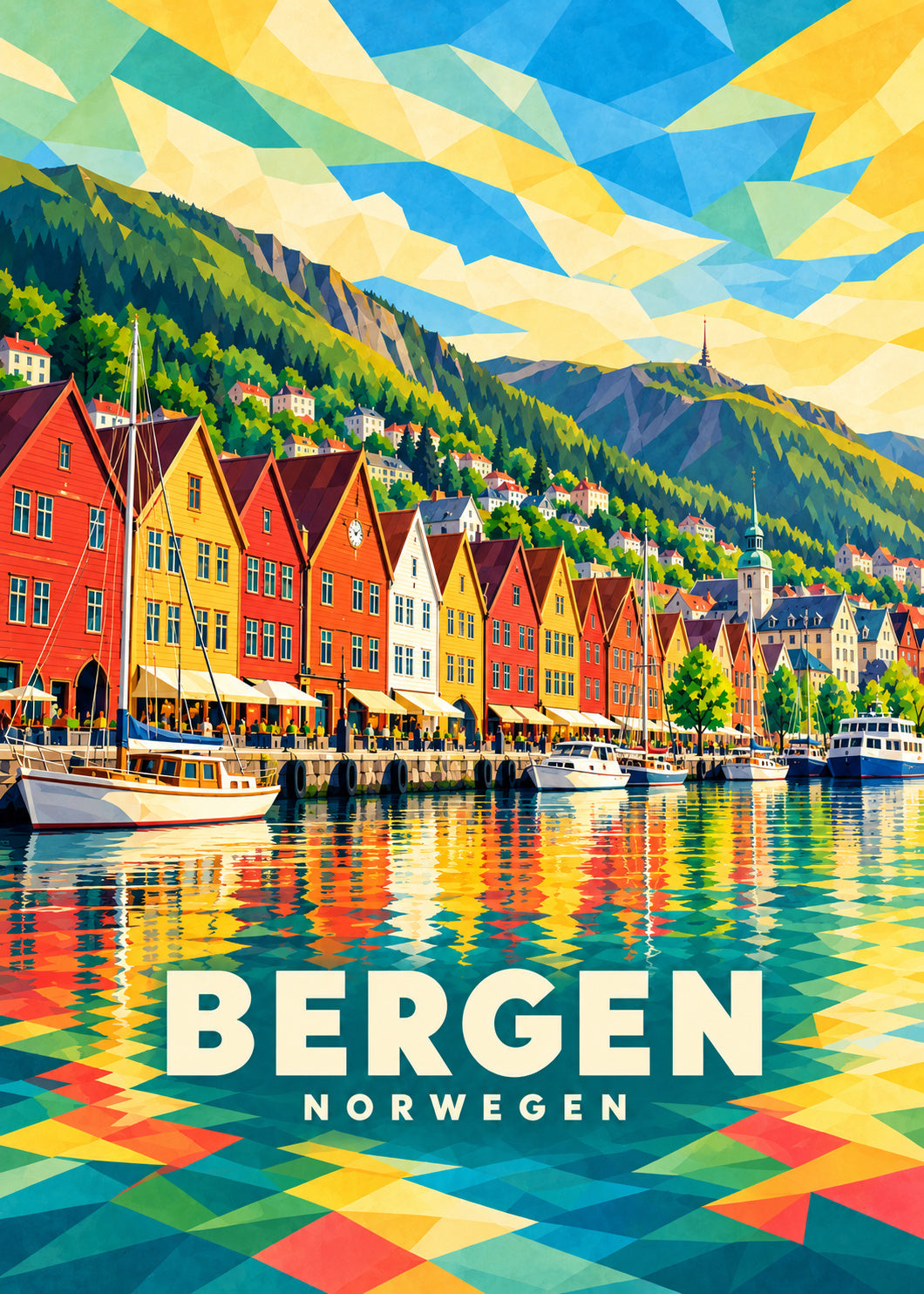 Bergen – Norwegen – geometrische Illustration