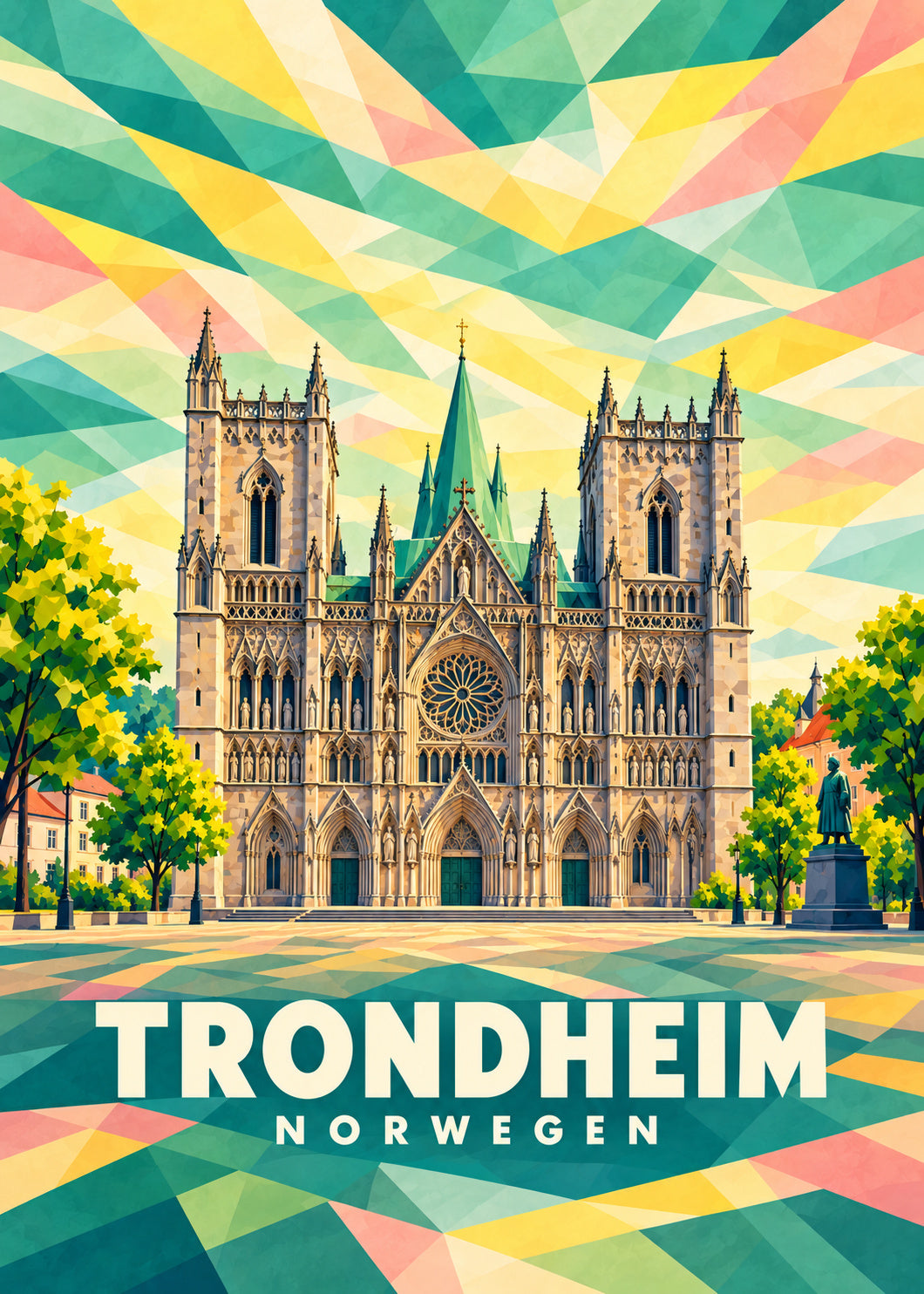 Trondheim – Norwegen – geometrische Illustration