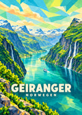 Geiranger – Norwegen – geometrische Illustration