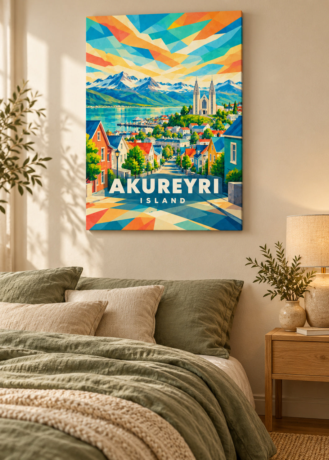 Akureyri – Island – mockup-leinwand