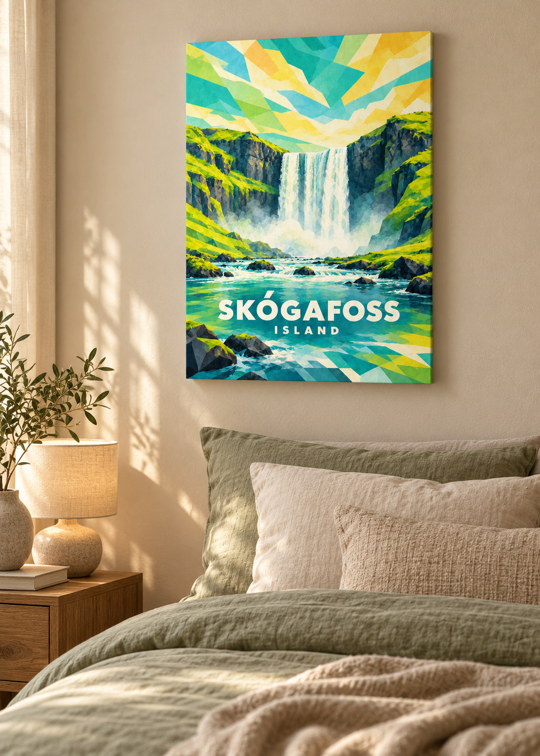 Skógafoss – Island – mockup-leinwand