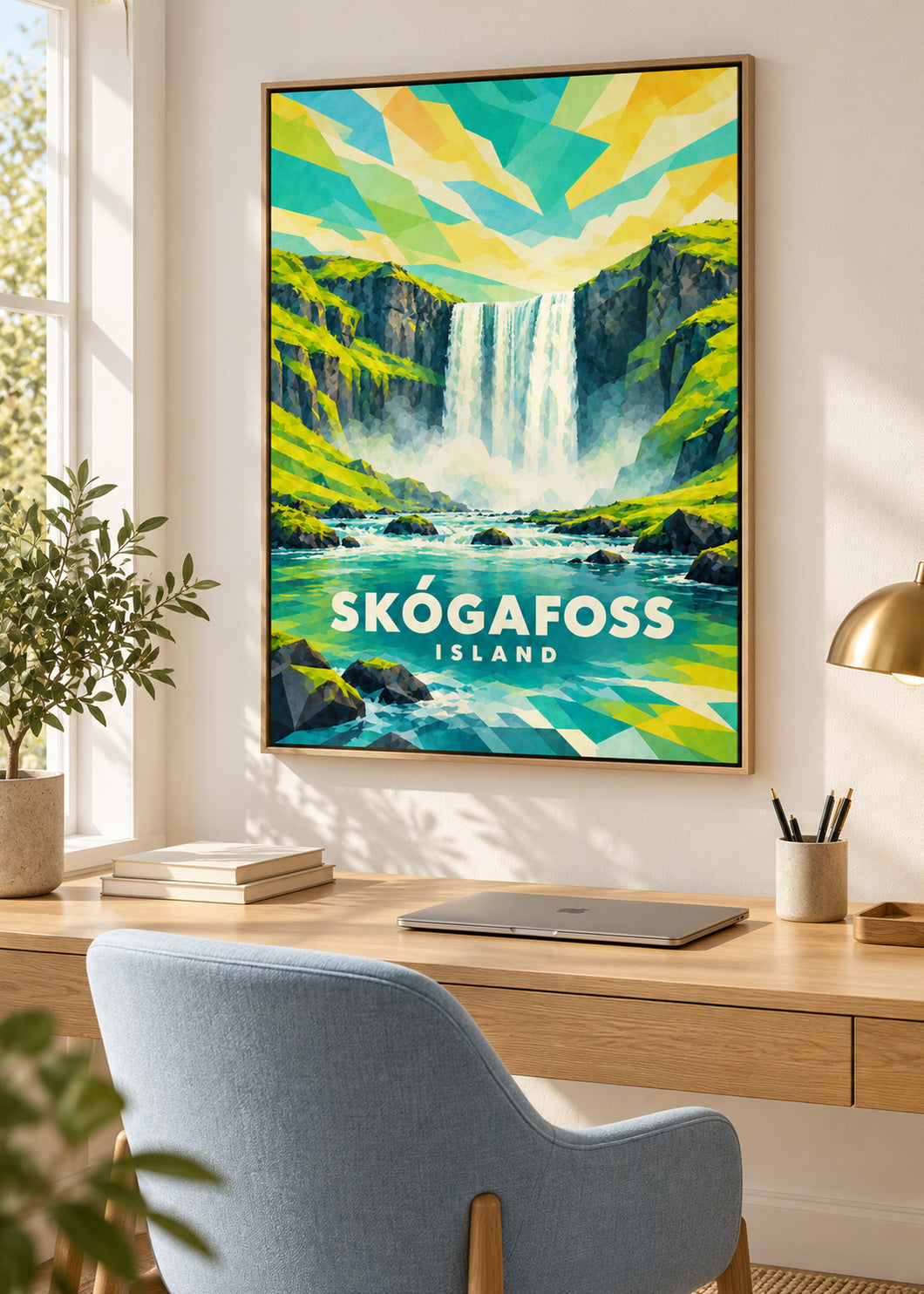 Skógafoss – Island – mockup-naturholz