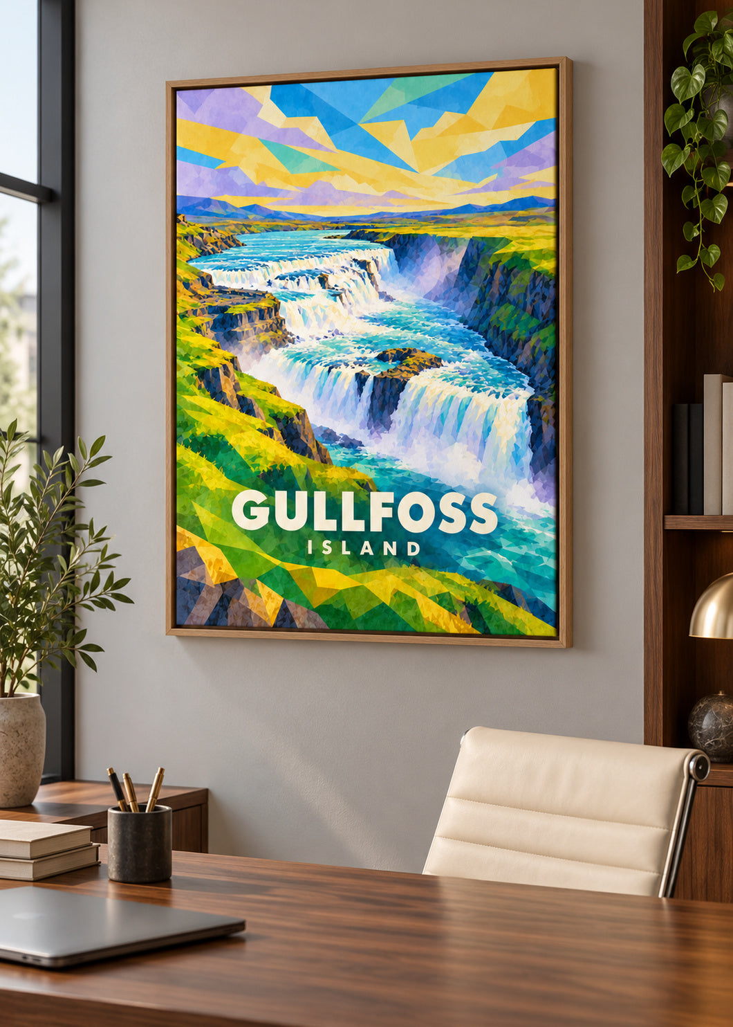 Gullfoss – Island – mockup-naturholz