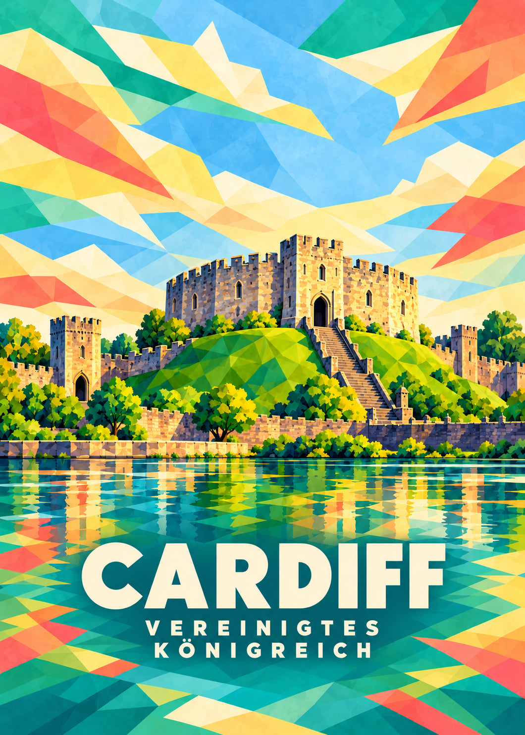 Cardiff – Vereinigtes Königreich – Geometrische Illustration