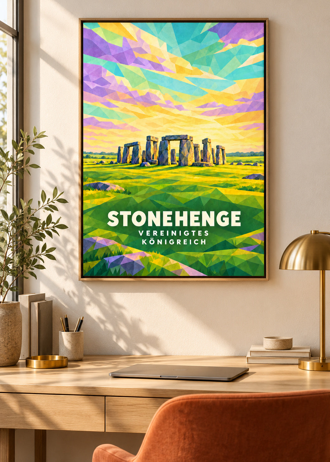 Stonehenge – Vereinigtes Königreich – Leinwand mit Naturholzrahmen