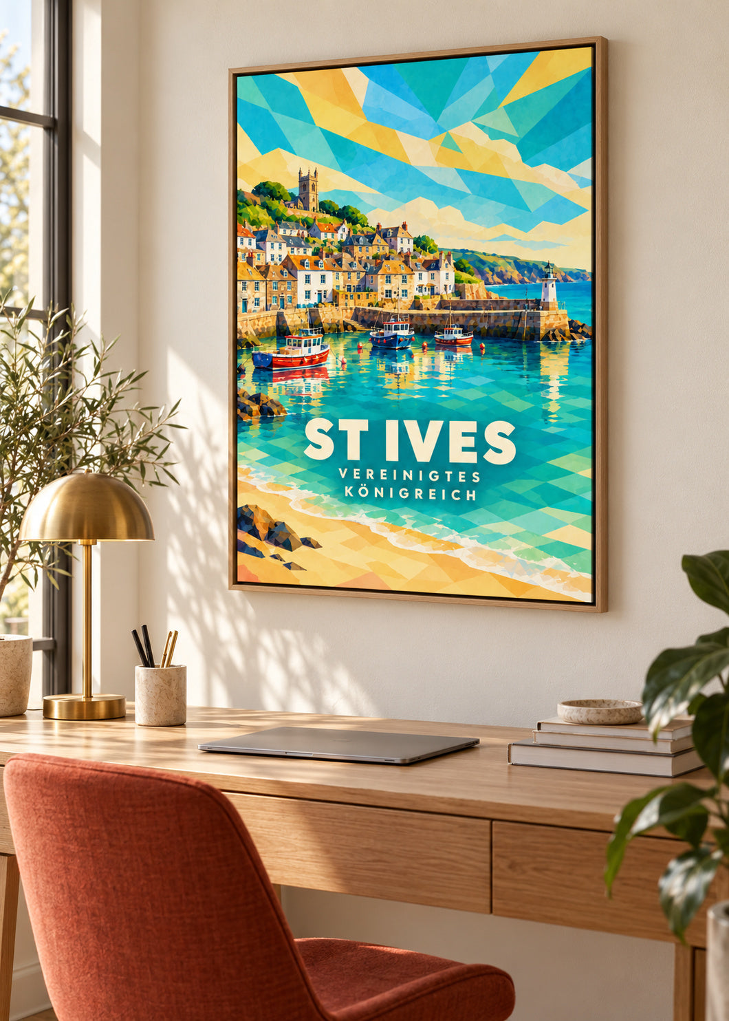 St Ives – Vereinigtes Königreich – Leinwand mit Naturholzrahmen