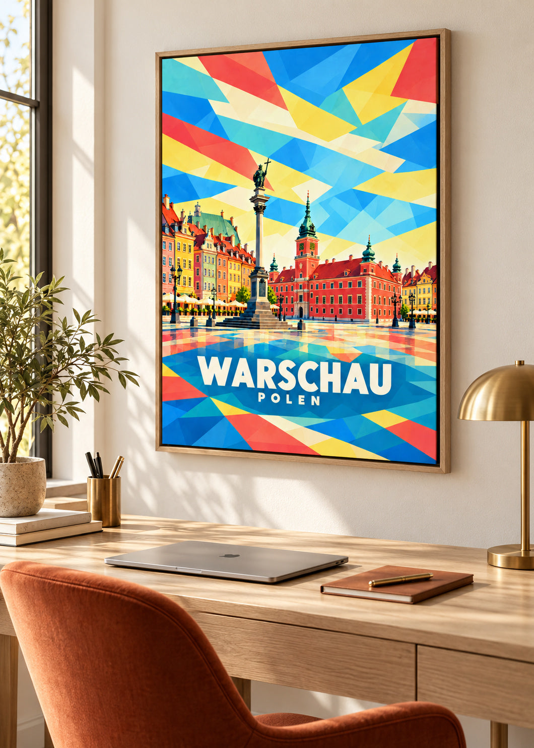Warschau – Polen – Leinwand mit Naturholzrahmen