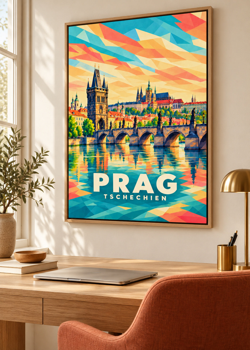 Prag – Tschechien – Leinwand mit Naturholzrahmen