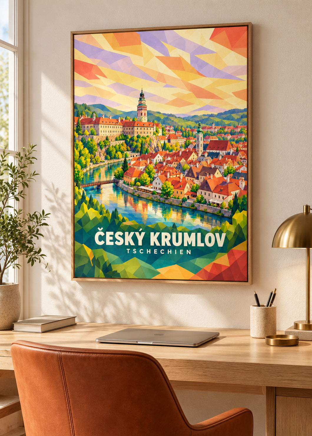 Český Krumlov – Tschechien – Leinwand mit Naturholzrahmen