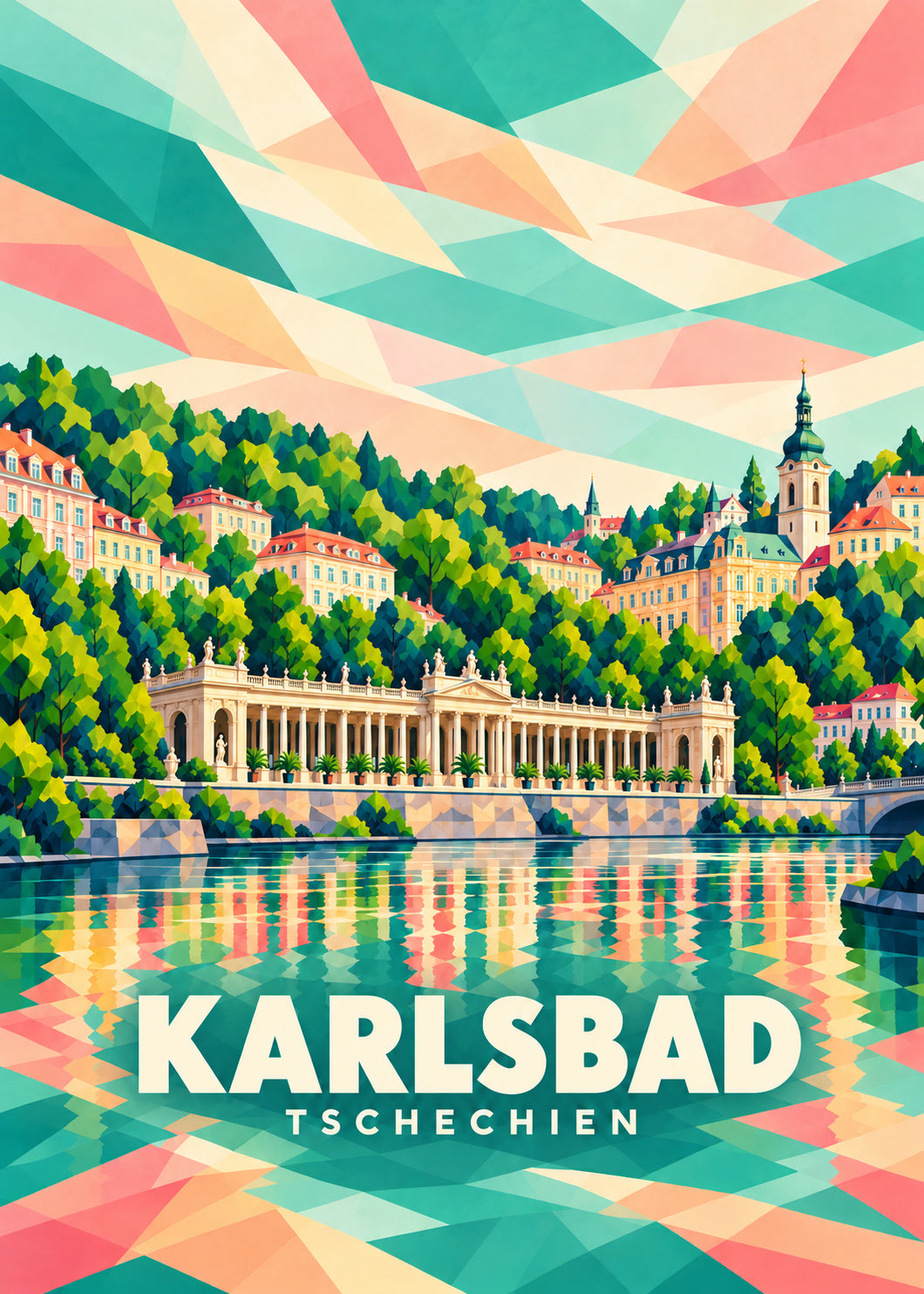 Karlsbad – geometrische Ortsillustration, Tschechien