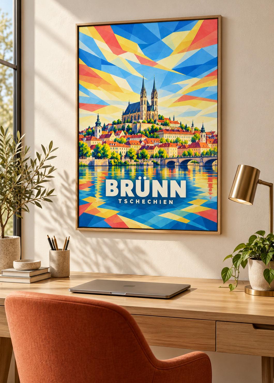 Brünn im Naturholz-Schattenfugenrahmen