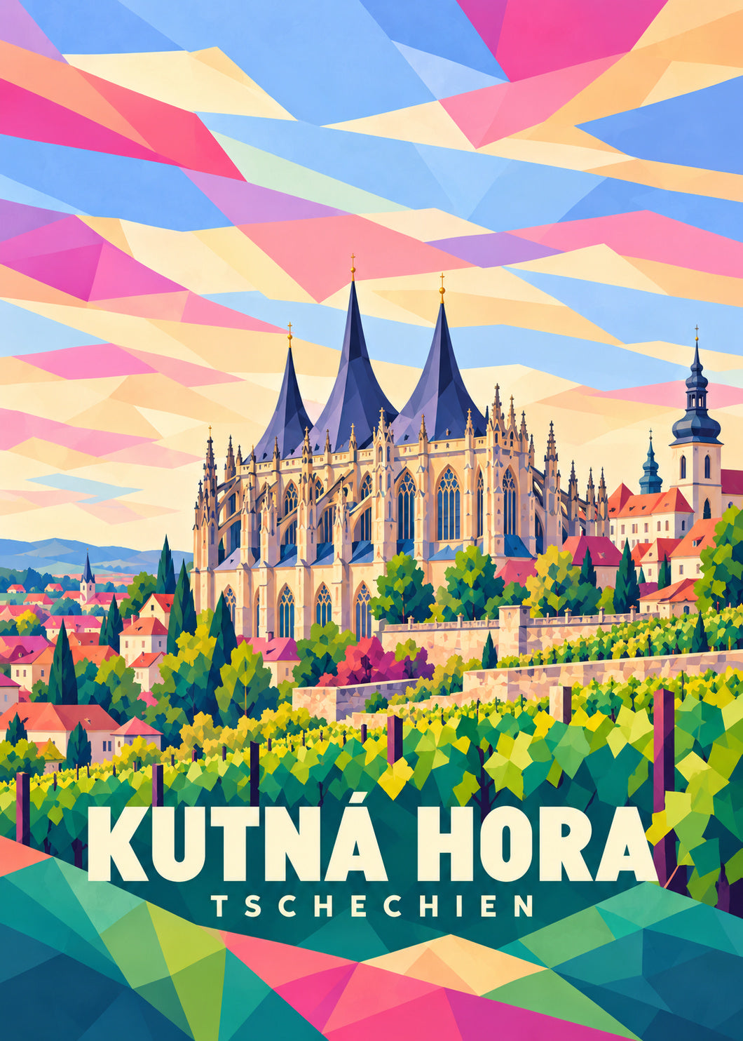 Kutná Hora – geometrische Ortsillustration, Tschechien