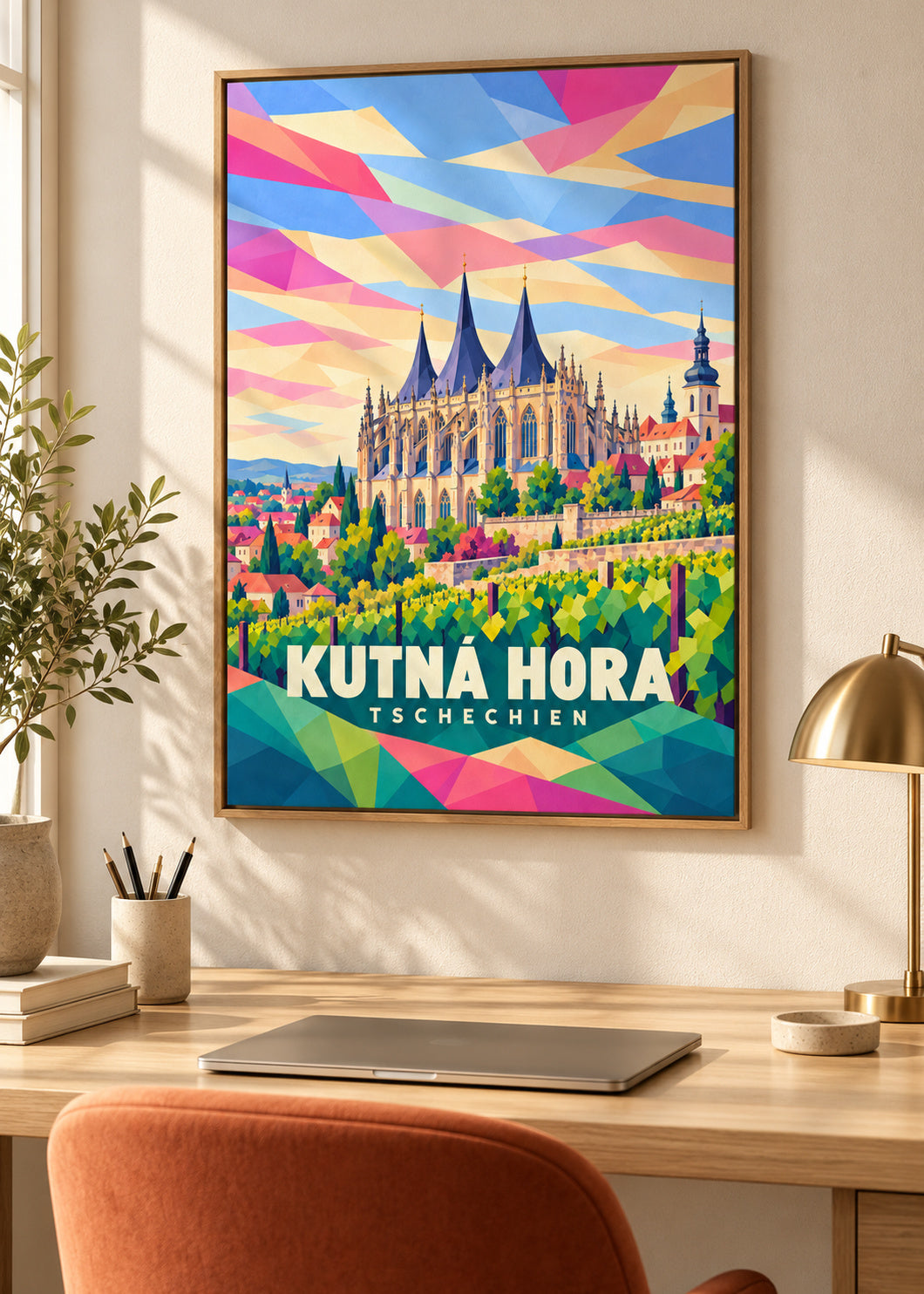 Kutná Hora im Naturholz-Schattenfugenrahmen
