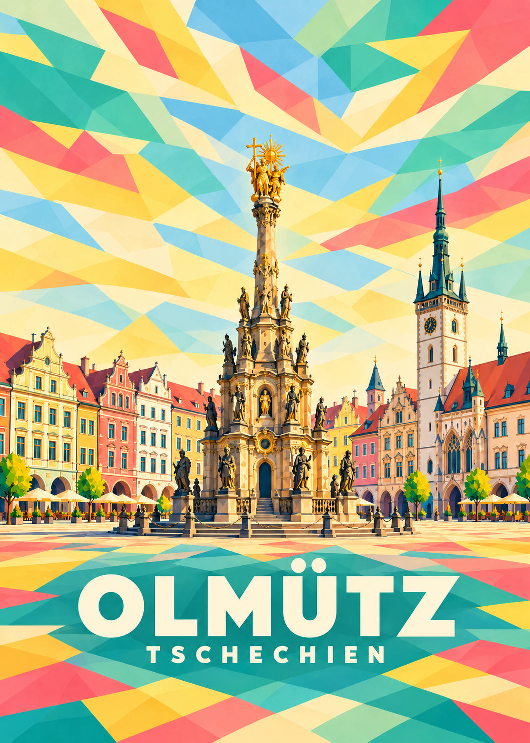 Olmütz – geometrische Ortsillustration, Tschechien