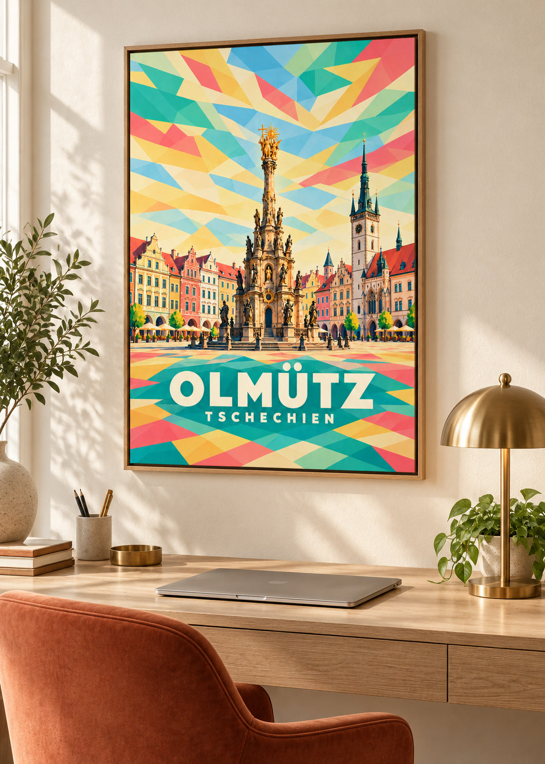 Olmütz im Naturholz-Schattenfugenrahmen