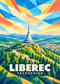 Liberec – geometrische Ortsillustration, Tschechien