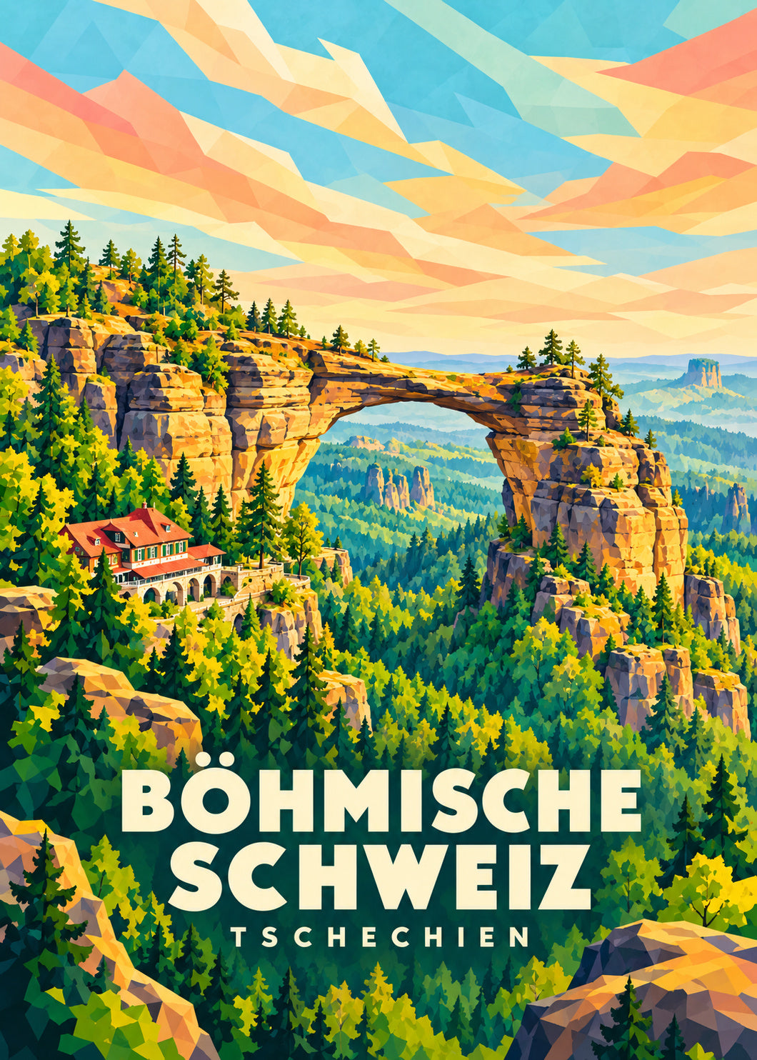 Böhmische Schweiz – geometrische Ortsillustration, Tschechien
