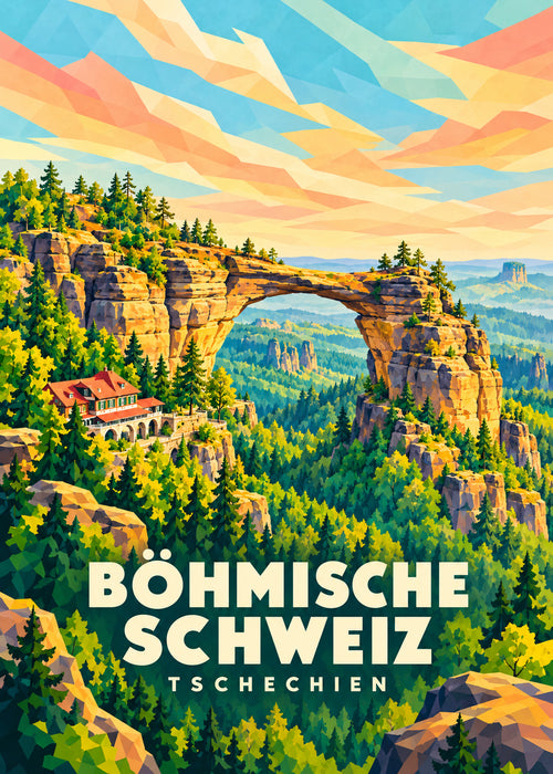 Böhmische Schweiz – geometrische Ortsillustration, Tschechien