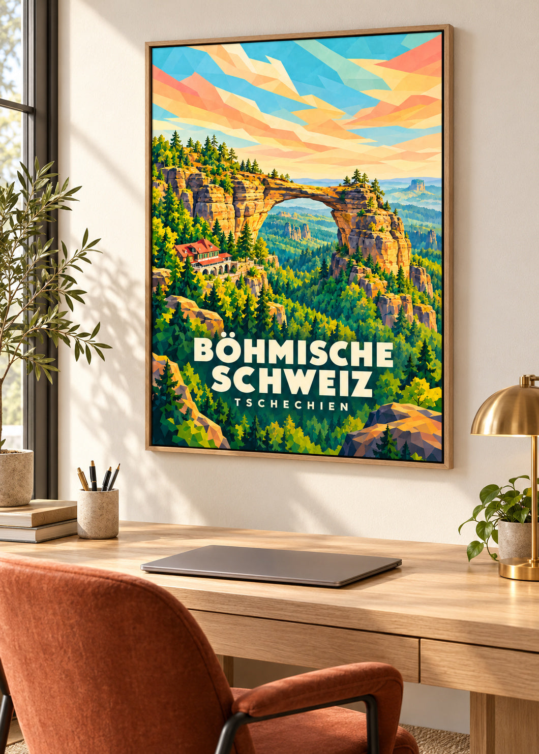 Böhmische Schweiz im Naturholz-Schattenfugenrahmen