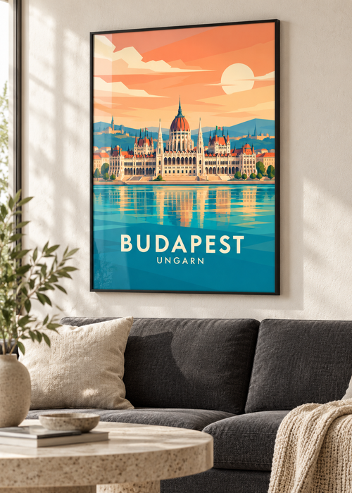 Budapest im schwarzen Rahmen mit Acrylglas