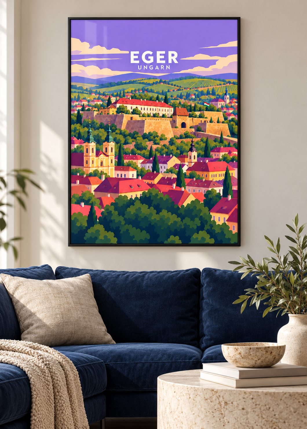 Eger im schwarzen Rahmen mit Acrylglas