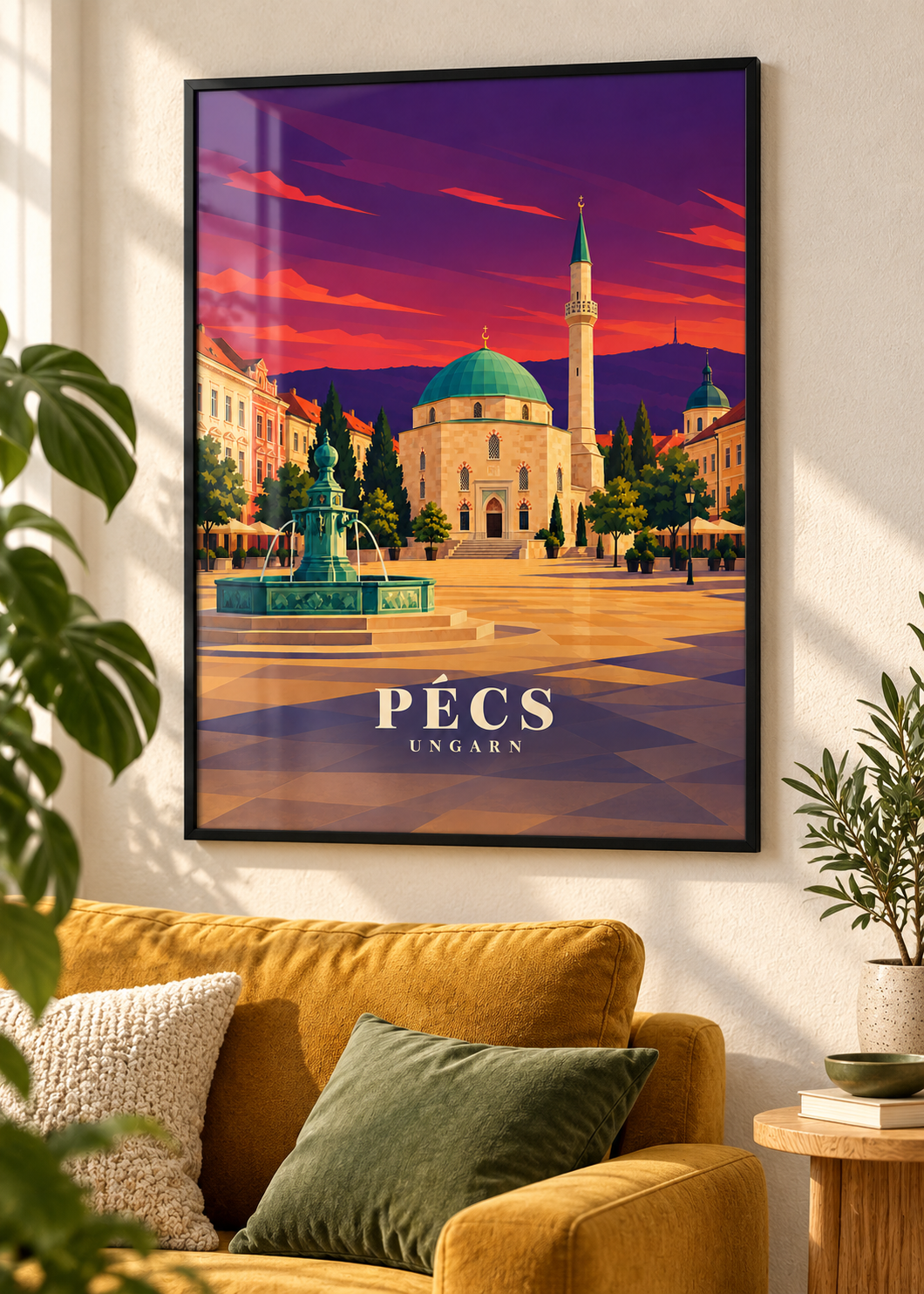 Pécs Kunstdruck im schwarzen Rahmen