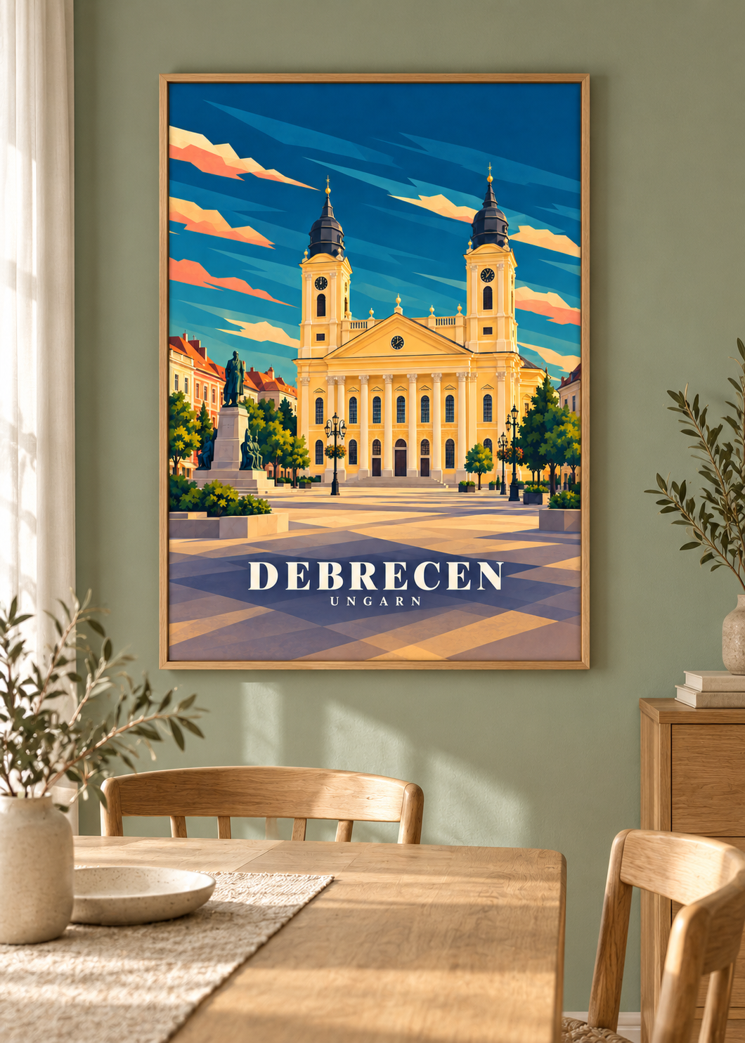 Debrecen Kunstdruck im Naturholzrahmen