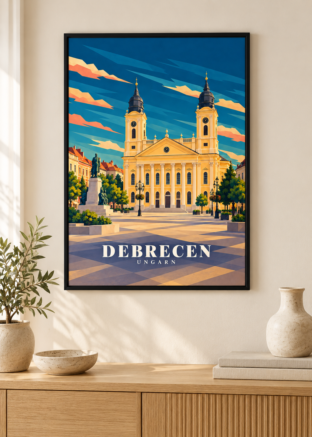 Debrecen Kunstdruck im schwarzen Rahmen
