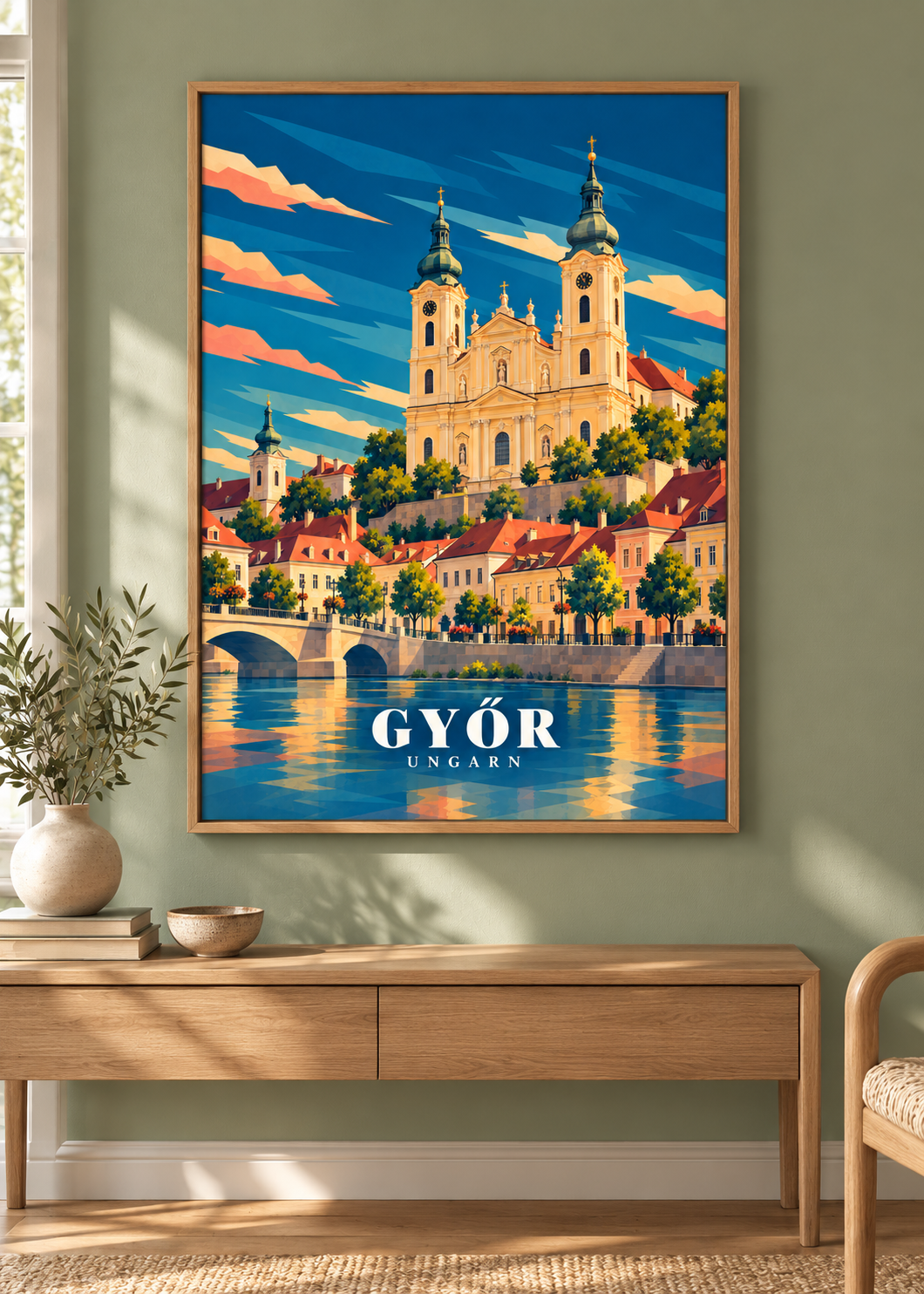 Győr Kunstdruck im Naturholzrahmen