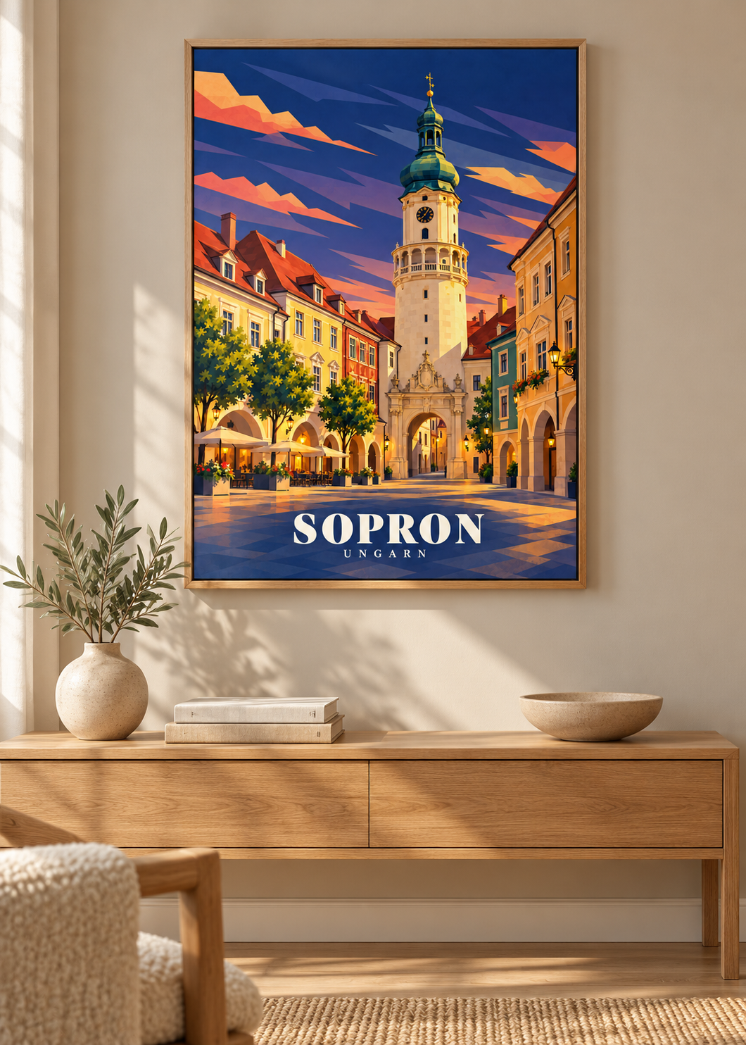 Sopron Kunstdruck im Naturholzrahmen