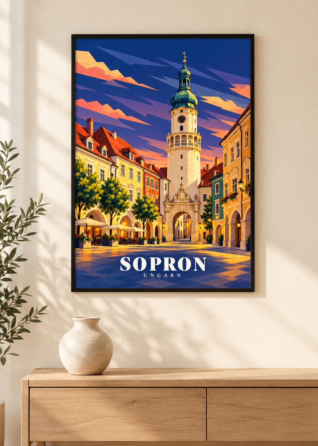 Sopron Kunstdruck im schwarzen Rahmen