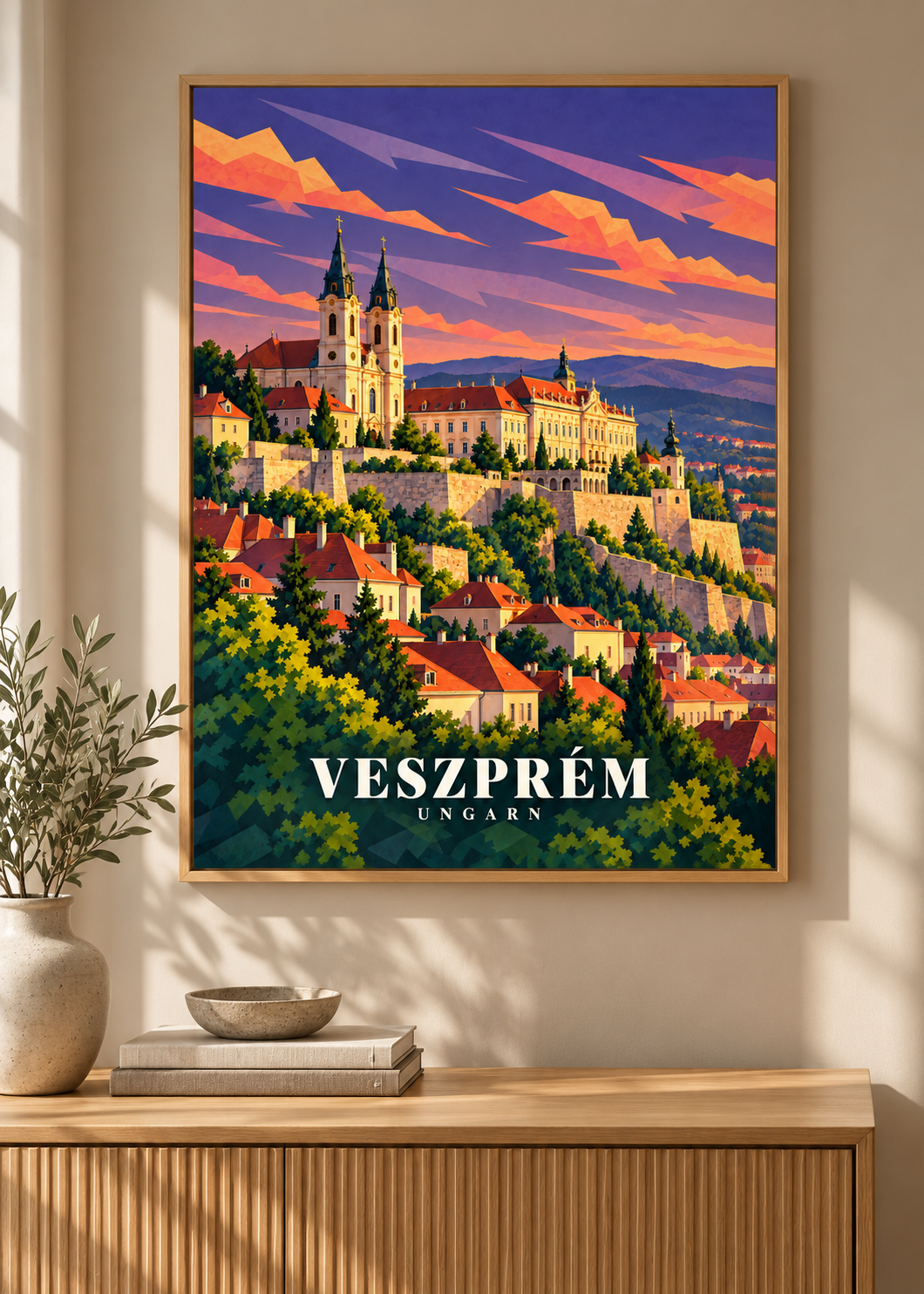Veszprém Kunstdruck im Naturholzrahmen