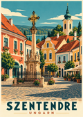 Szentendre Stadtposter mit Hauptplatz und Plague Cross, 5:7