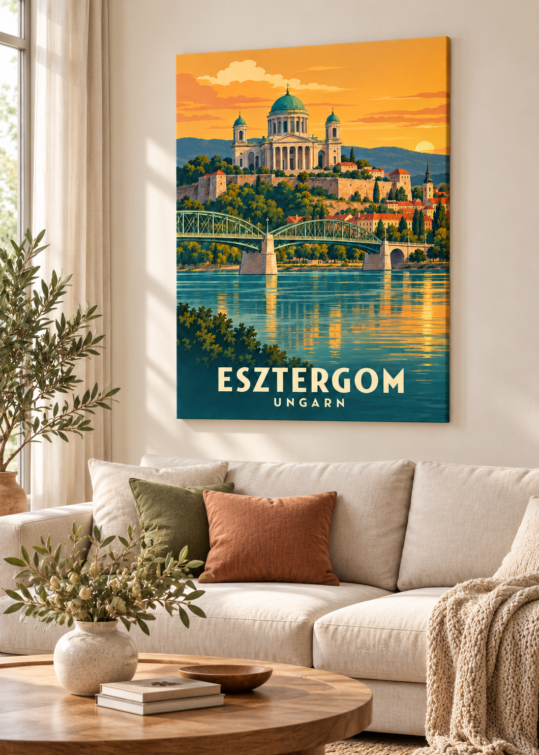 Esztergom Motiv als Leinwand im Wohnraum