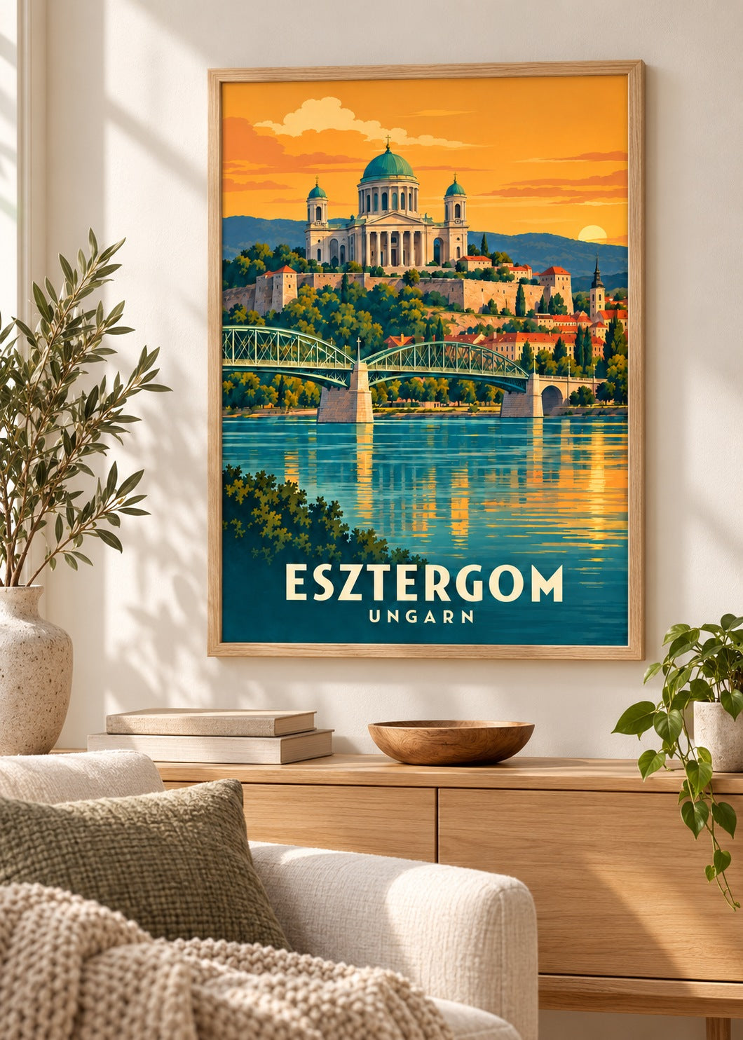 Esztergom Poster im Naturholzrahmen