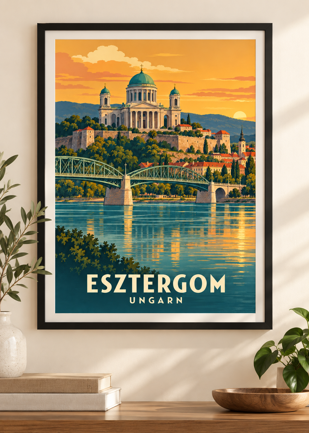 Esztergom Poster im schwarzen Rahmen