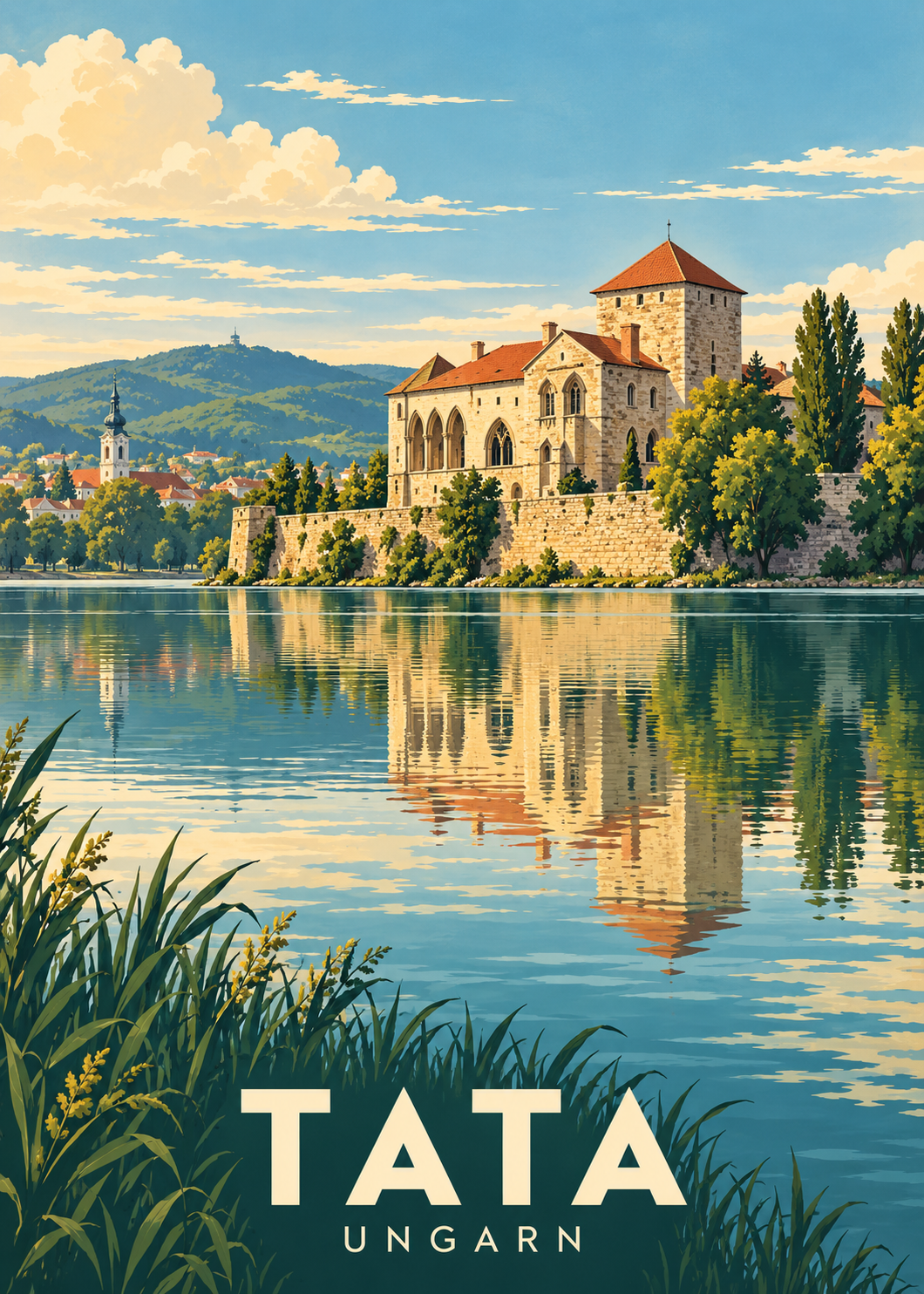 Tata Poster mit Burg am Alten See